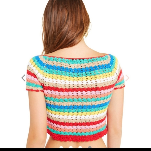 WILDFOX vibrant glow stassi short sleeve sweater, size medium - Picture 3 of 8